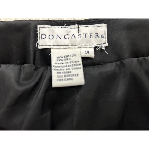 DONCASTER Black Satin Sheen Cotton Silk Blend Dress Slacks Lined Pants Size 14 - Picture 4 of 4